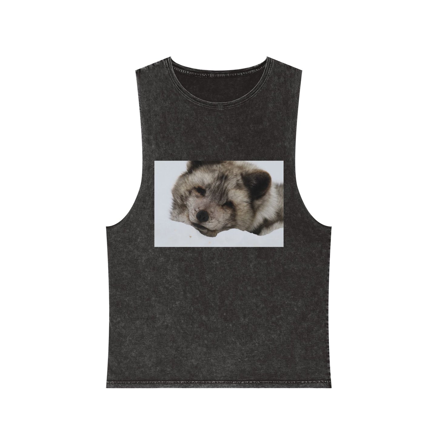 Arctic Fox Sleeping Photo Tank Top — Vintage Stonewash Sleeveless Tee