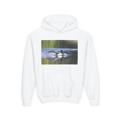Youth Hoodie with Swimming Otter Photo – Cute Wildlife Kids Sweatshirt