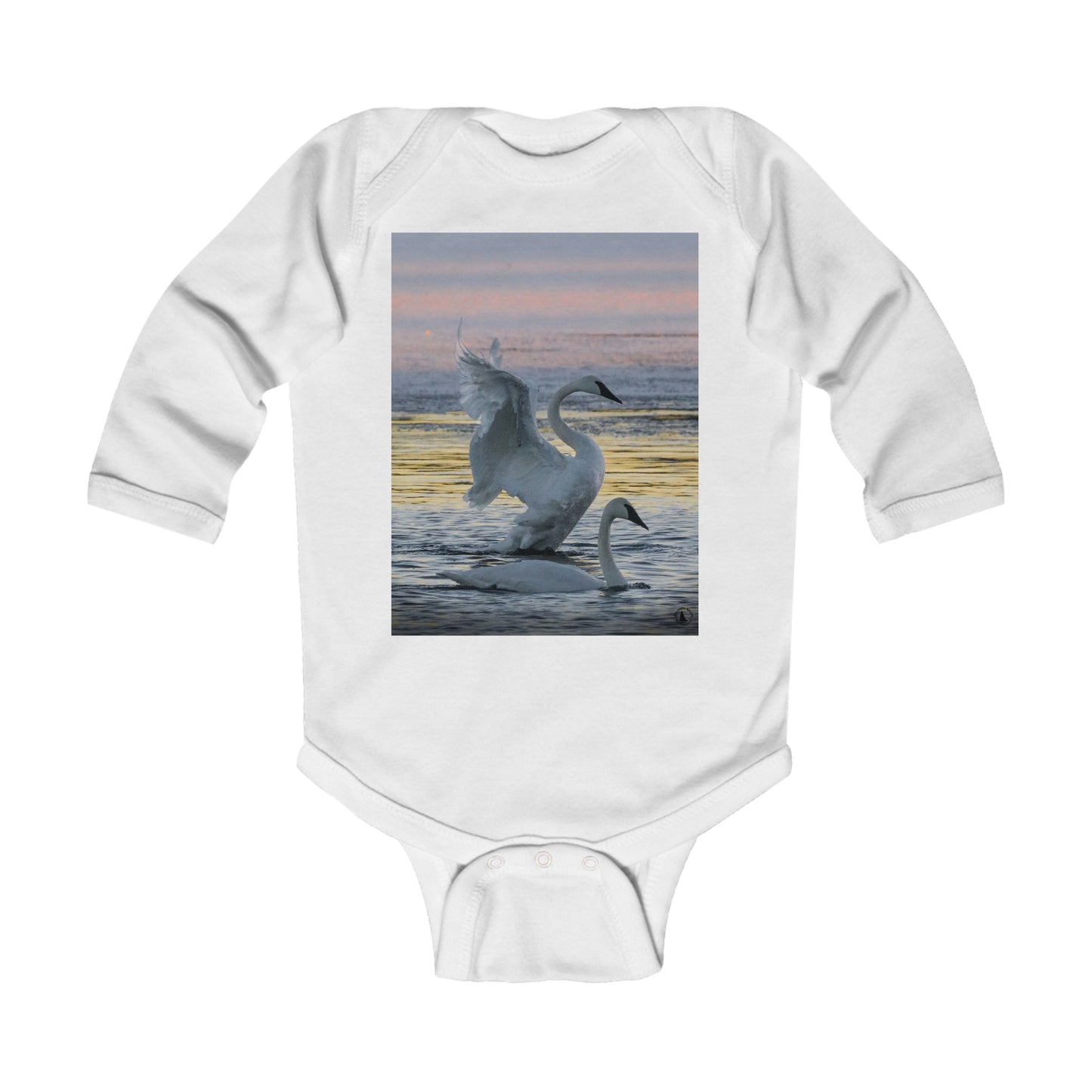 Infant Bodysuit with Swan Sunset Photo – Long Sleeve Baby Onesie