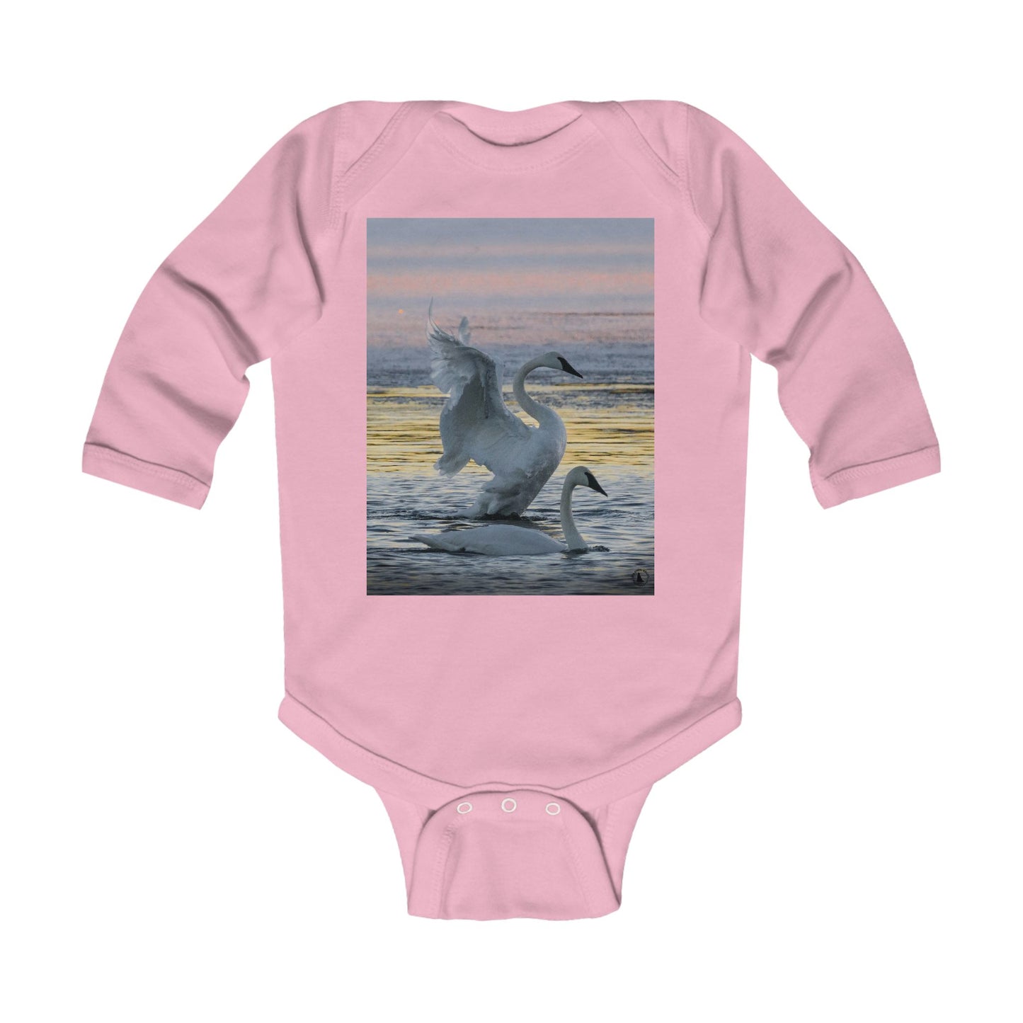 Infant Bodysuit with Swan Sunset Photo – Long Sleeve Baby Onesie