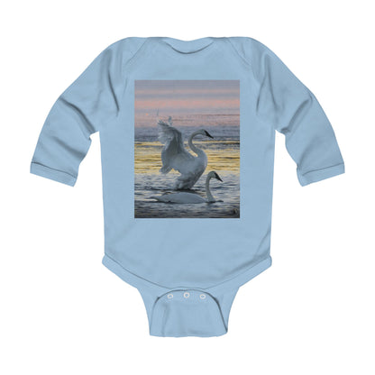 Infant Bodysuit with Swan Sunset Photo – Long Sleeve Baby Onesie