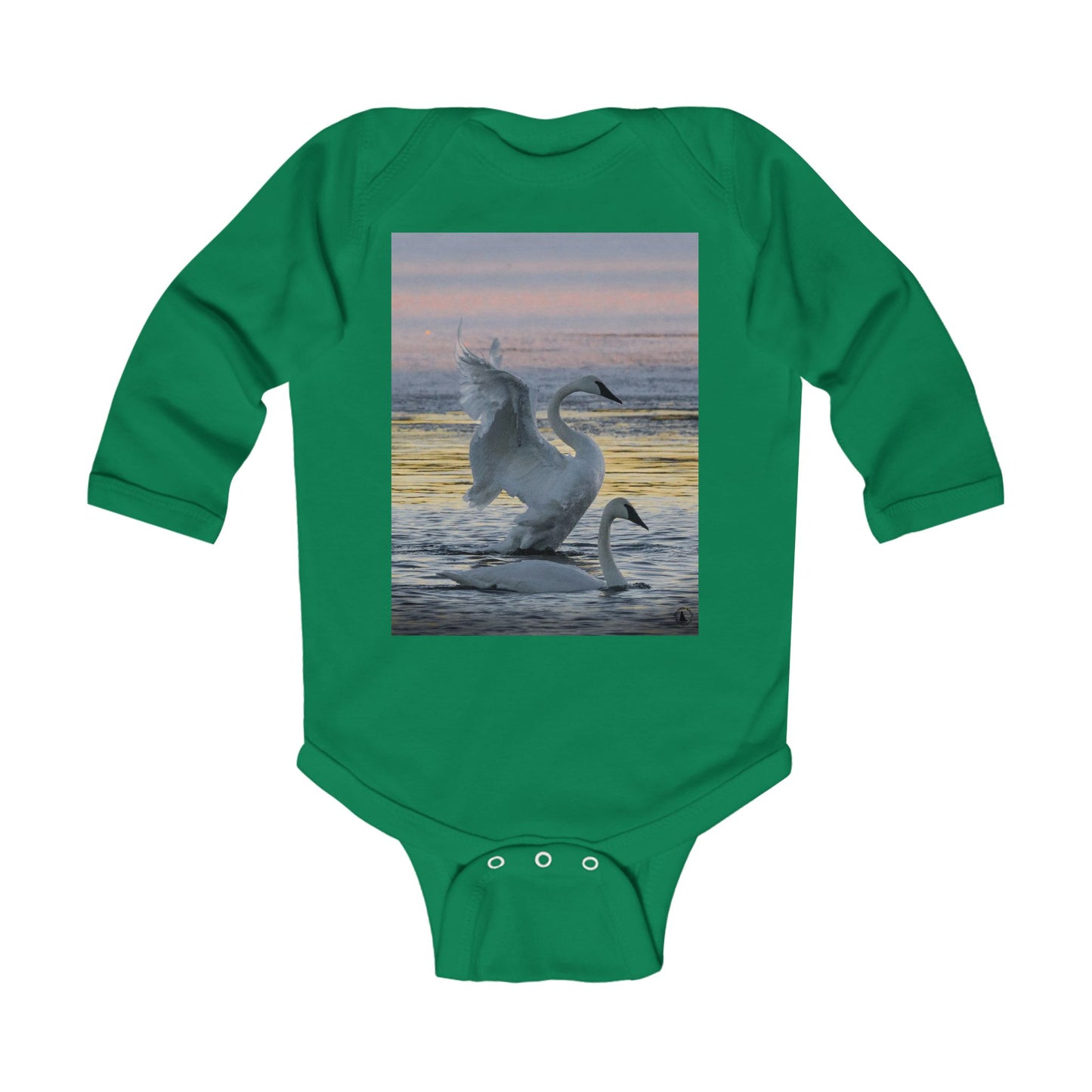 Infant Bodysuit with Swan Sunset Photo – Long Sleeve Baby Onesie