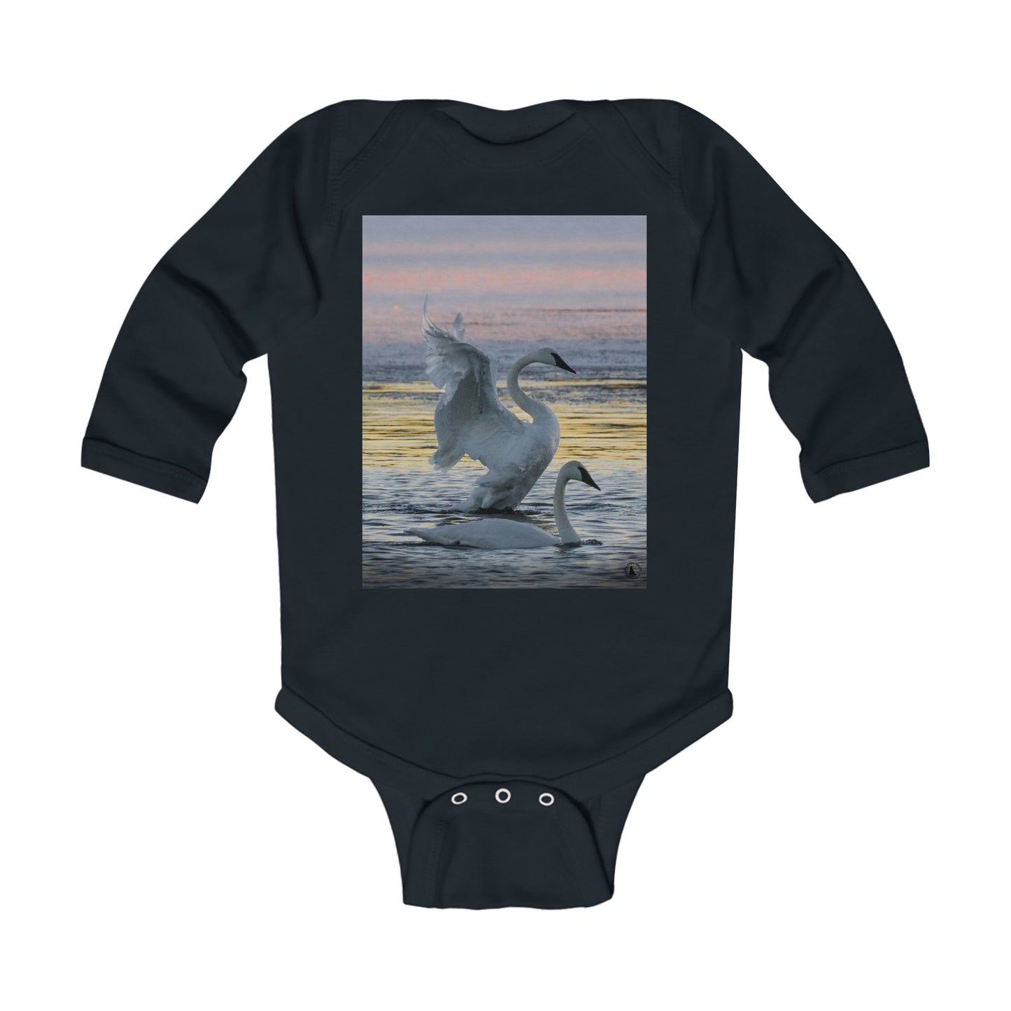 Infant Bodysuit with Swan Sunset Photo – Long Sleeve Baby Onesie