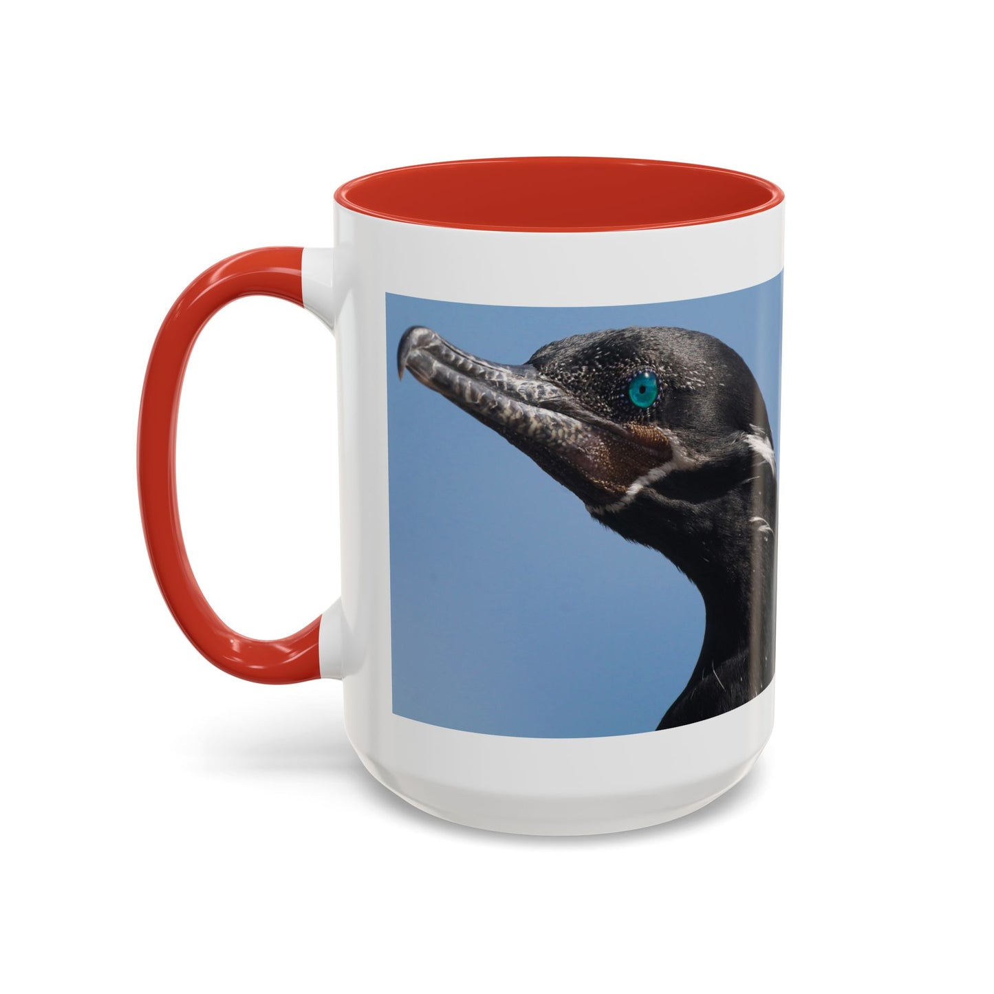 Cormorant Accent Coffee Mug — Blue Bird Portrait Ceramic Tea Cup (11/15oz)