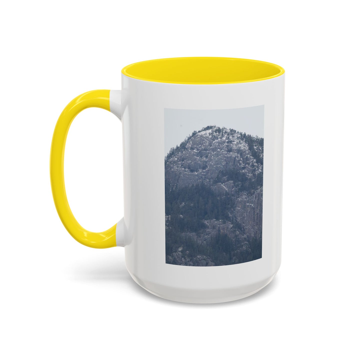 Mountain Peak Accent Coffee Mug – Snowy Forest Photo 11oz/15oz