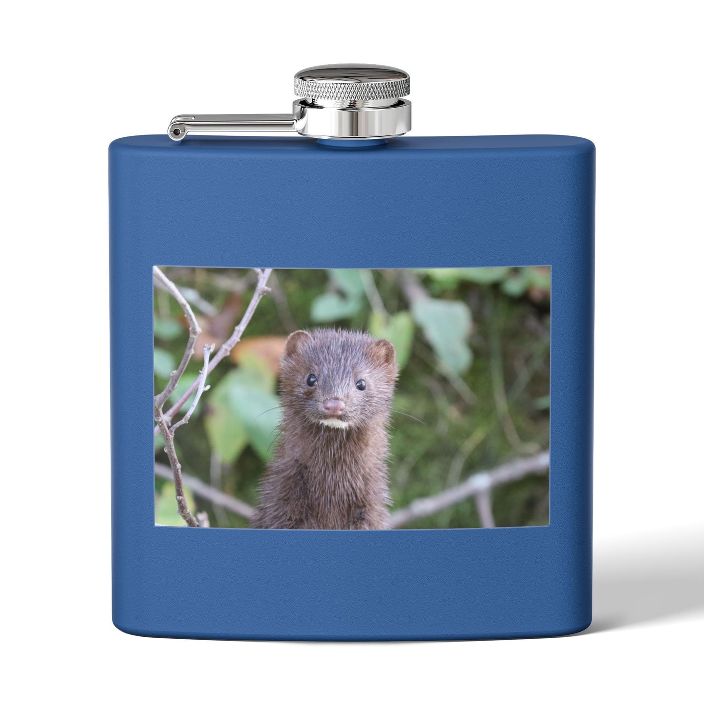Mink Portrait Stainless Steel Flask — 6oz Wildlife Animal Photo Hip Flask