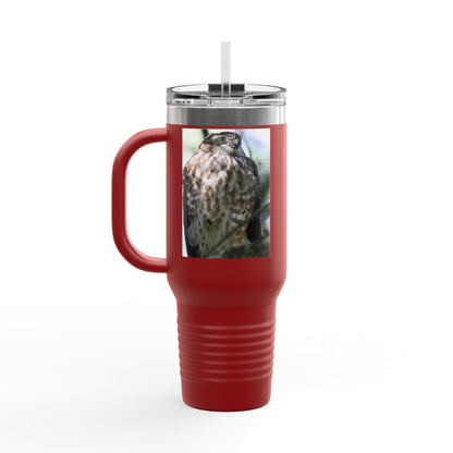 40oz Insulated Travel Mug — Photoreal Hawk Nature Tumbler