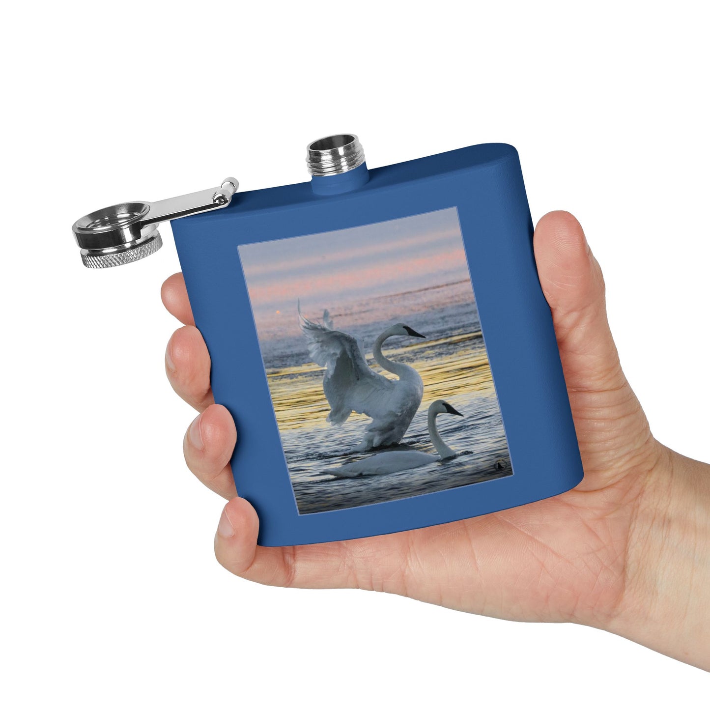 Swan Sunset Stainless Steel Flask — 6oz Travel Hip Flask