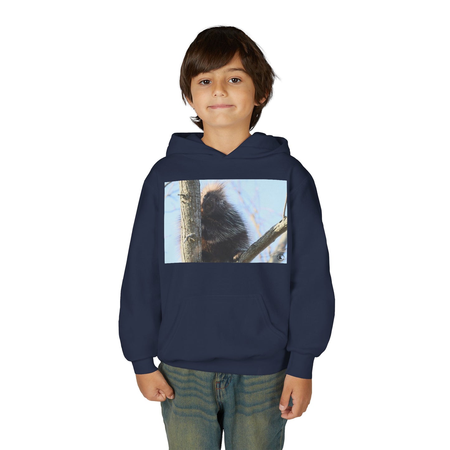 Youth Hoodie with Tree-Climbing Porcupine Photo – Cute Wildlife Kids Sweatshirt