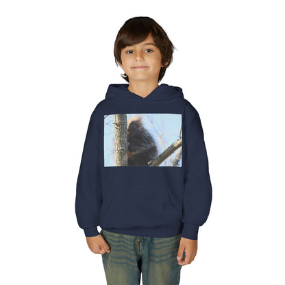 Youth Hoodie with Tree-Climbing Porcupine Photo – Cute Wildlife Kids Sweatshirt