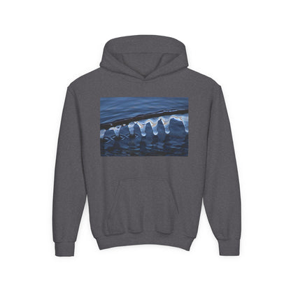 Ocean Wave Ice Photo Hoodie — Youth Nautical Winter Sweatshirt