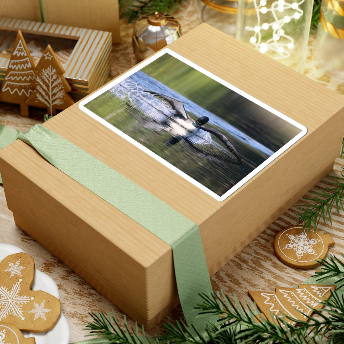 Loon Landing Photo Sticker — Waterproof Kiss-Cut Nature Decal