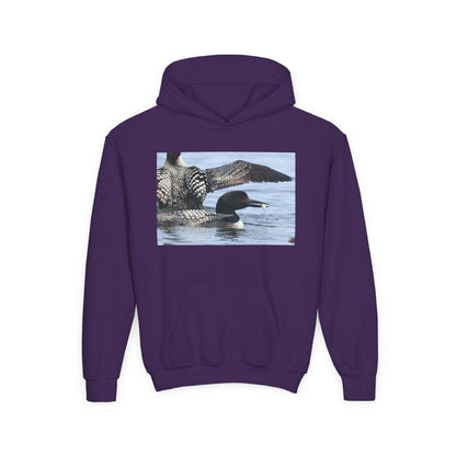 Loon Lake Youth Hoodie — Scenic Common Loon Wildlife Photo