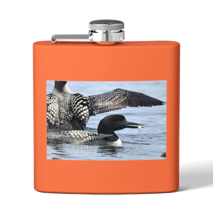 Loon Photo Stainless Steel Flask — 6oz Wildlife Drinking Hip Flask, Nature Lover Gift