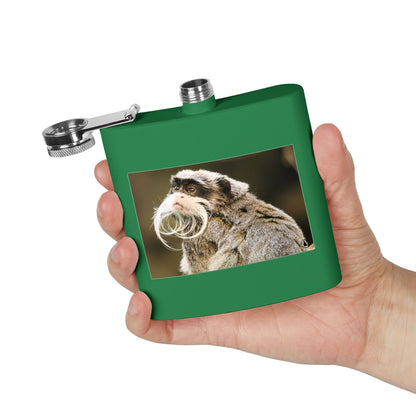 Emperor Tamarin Photo Flask — 6oz Stainless Steel Pocket Hip Flask