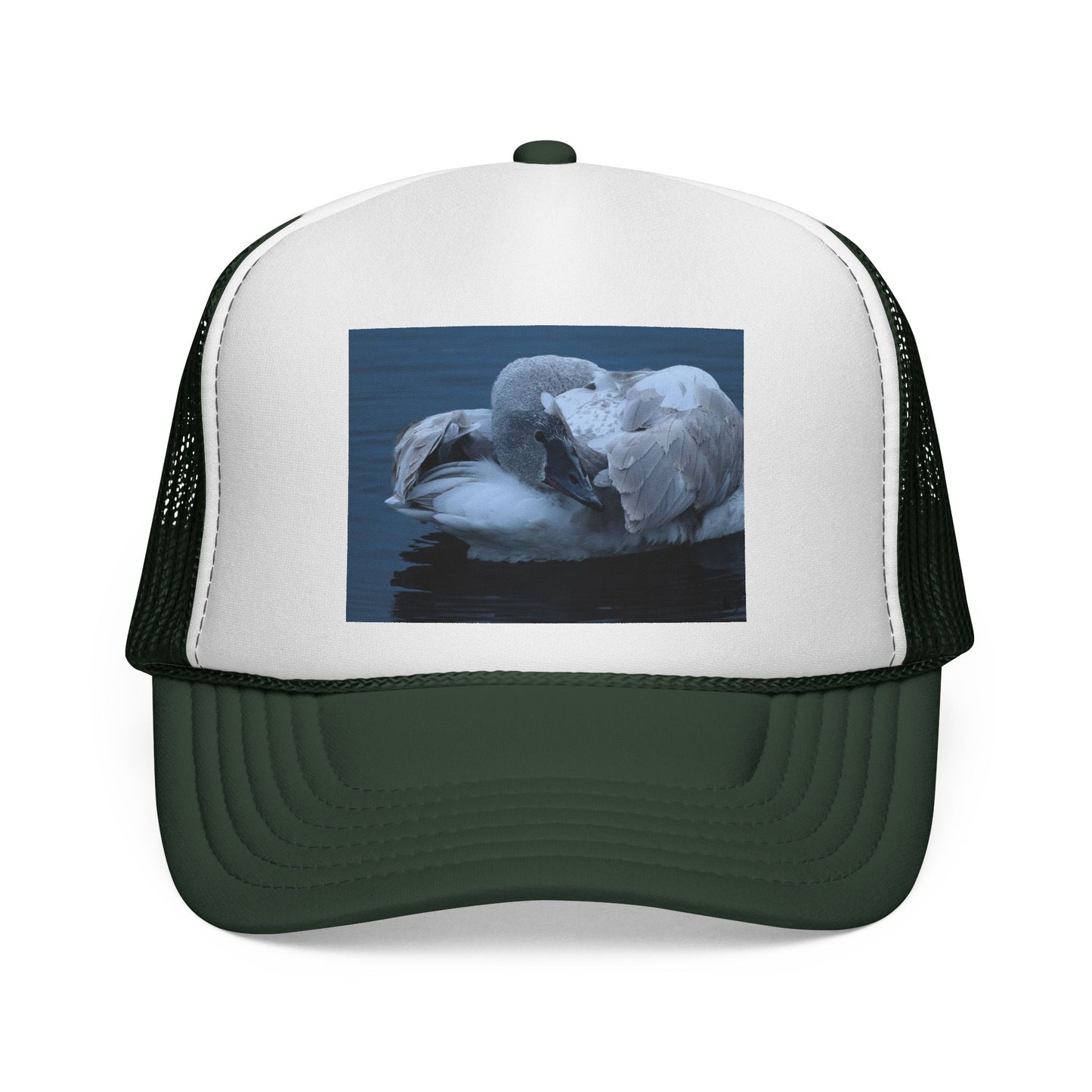 Swan Trucker Cap - Serene Sleepy Swan Photo Mesh Hat