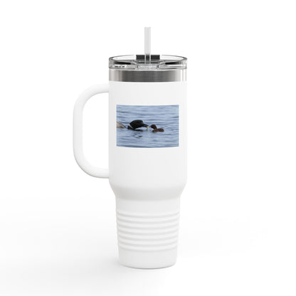 40oz Insulated Travel Mug — Wildlife Sea Otter Photo Design, Outdoor Adventure Tumbler