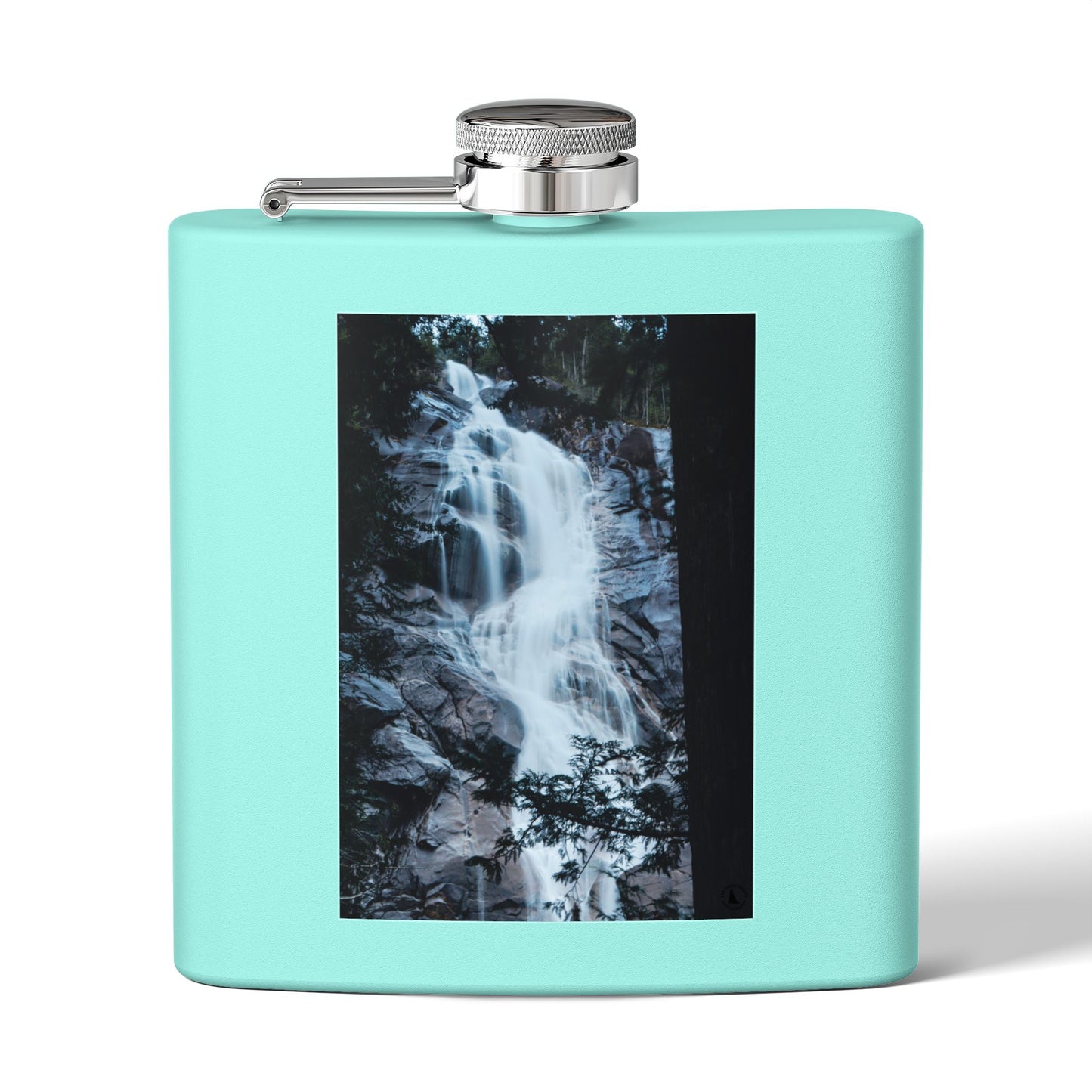 Waterfall Photo Stainless Steel Flask — 6oz Pocket Hip Flask for Outdoors & Travel