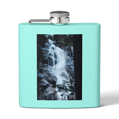 Waterfall Photo Stainless Steel Flask — 6oz Pocket Hip Flask for Outdoors & Travel