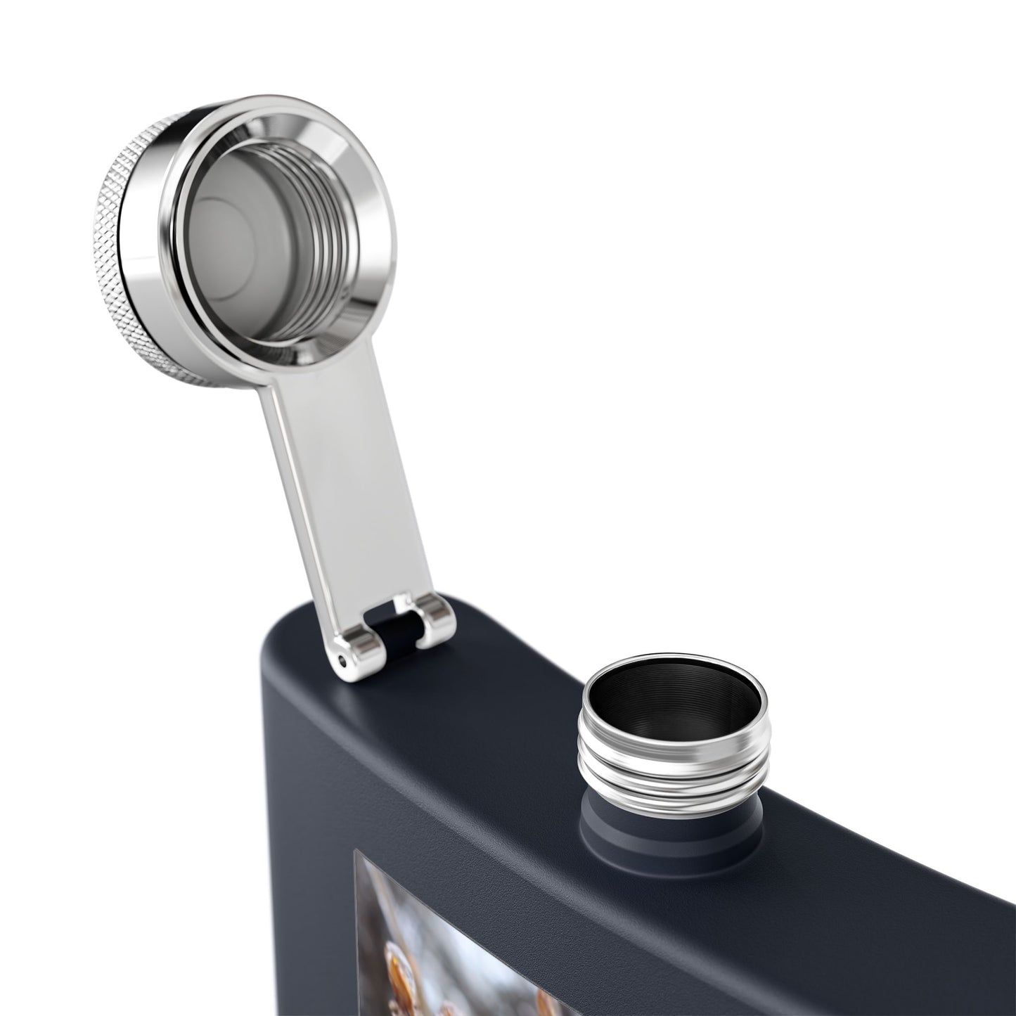 6oz Stainless Steel Flask with Frosted Berries Photo — Winter Nature Pocket Flask