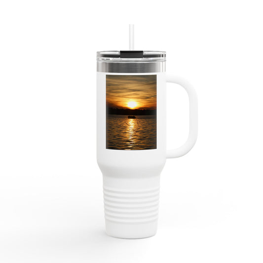 40oz Insulated Travel Mug — Sunset Over Water Photo