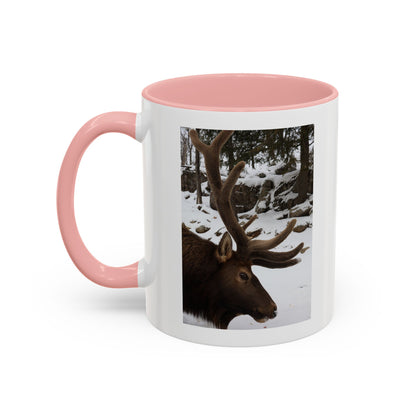Elk in Snow Accent Coffee Mug — Nature Wildlife Photo Mug (11/15oz)