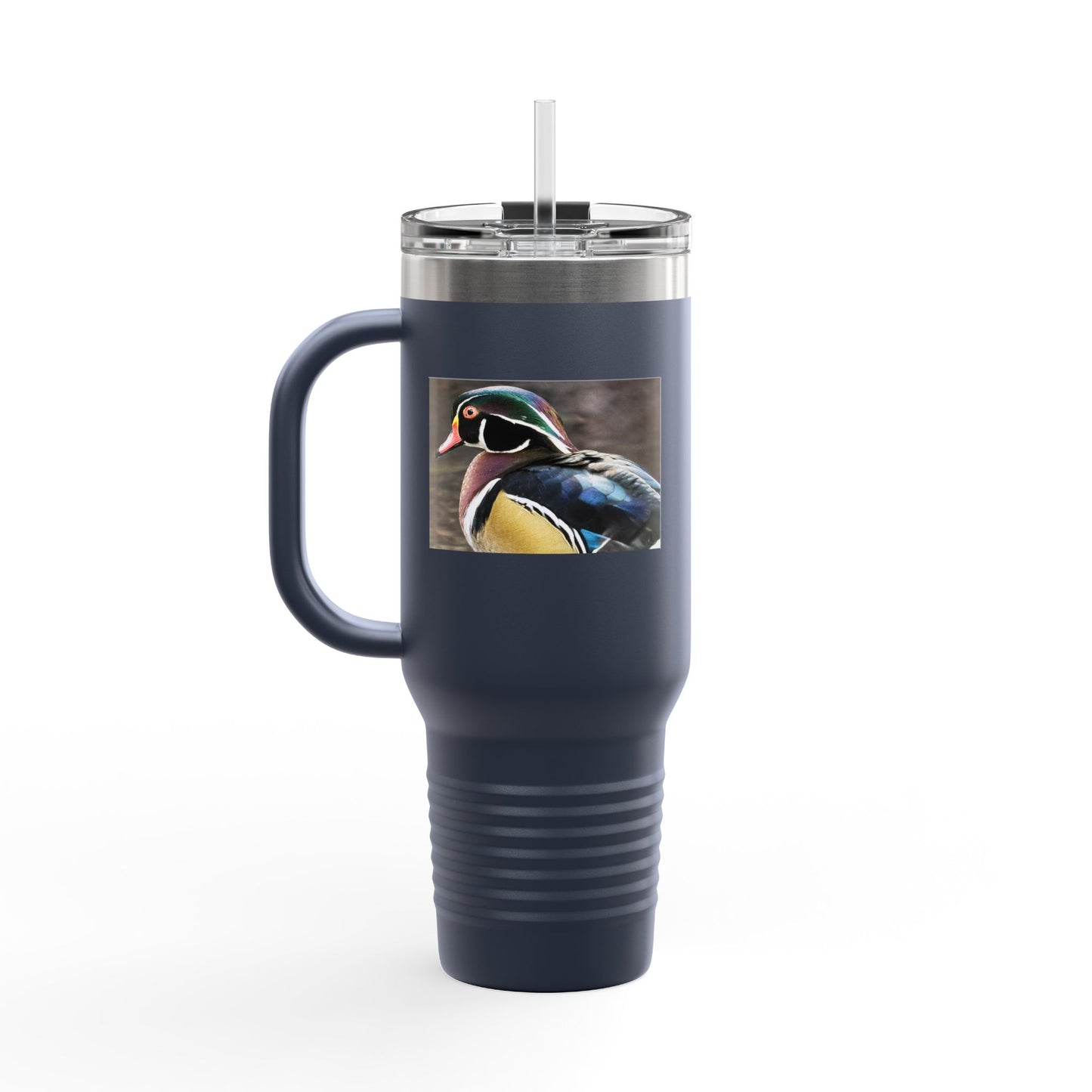 Wood Duck 40oz Insulated Travel Mug — Large Stainless Tumbler with Handle