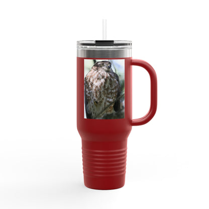 40oz Insulated Travel Mug — Photoreal Hawk Nature Tumbler