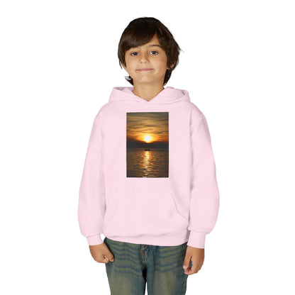 Youth Hoodie with Golden Sunset Photo - Beach Vibes Kids Pullover