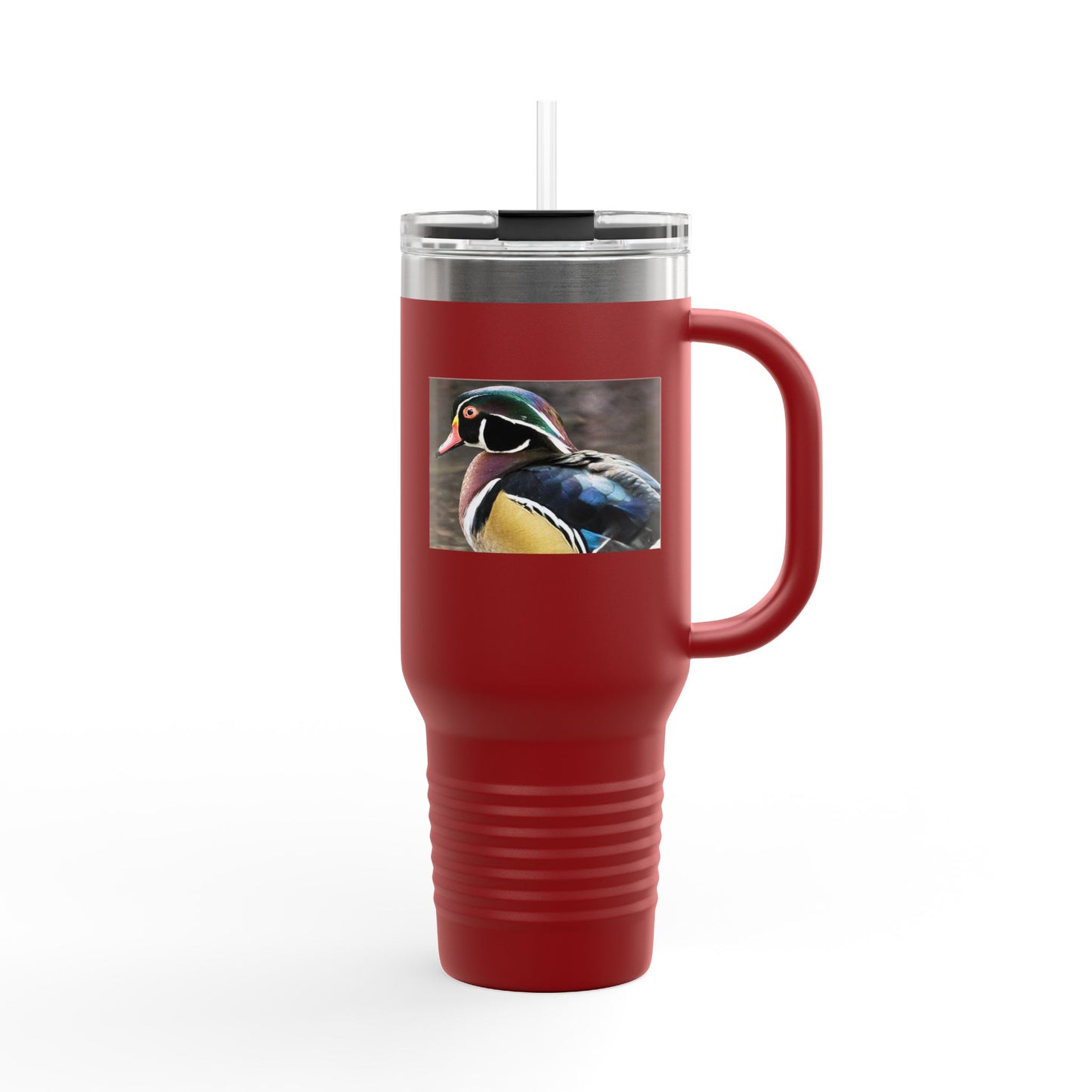 Wood Duck 40oz Insulated Travel Mug — Large Stainless Tumbler with Handle