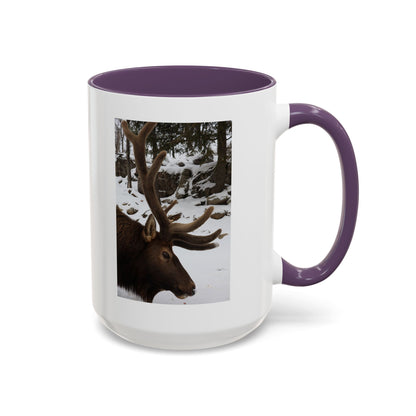Elk in Snow Accent Coffee Mug — Nature Wildlife Photo Mug (11/15oz)