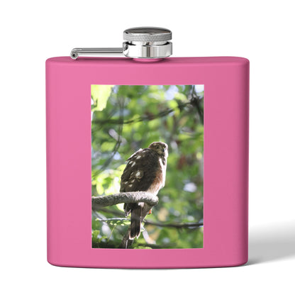 Flask — Woodland Hawk Photo Stainless Steel 6oz Hip Flask