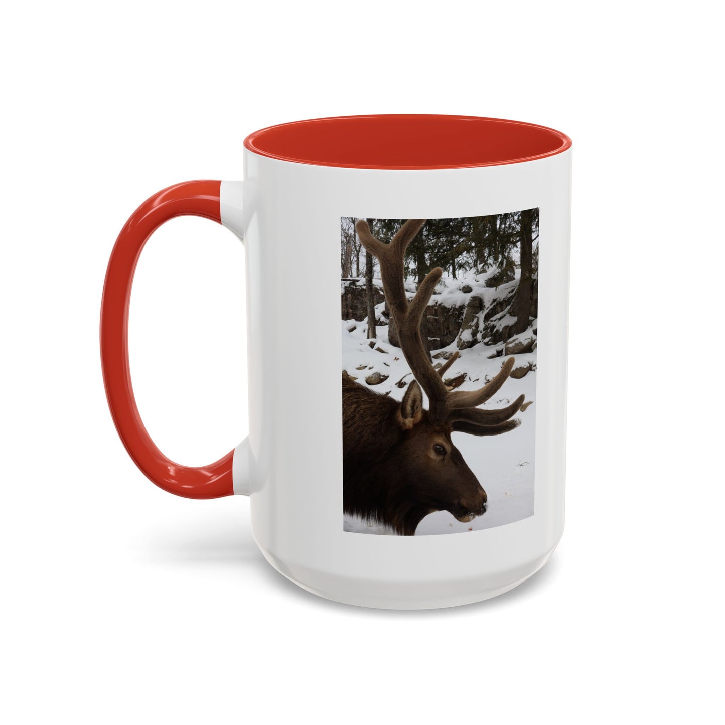 Elk in Snow Accent Coffee Mug — Nature Wildlife Photo Mug (11/15oz)
