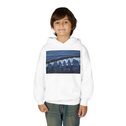 Ocean Wave Ice Photo Hoodie — Youth Nautical Winter Sweatshirt