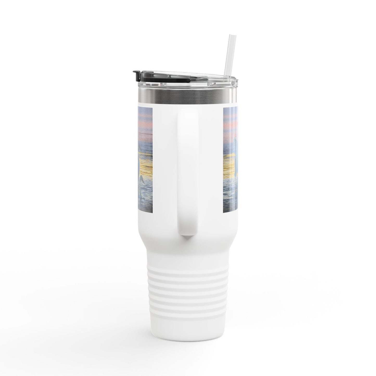 40oz Insulated Travel Mug — Swans at Sunrise Scenic Drink Tumbler