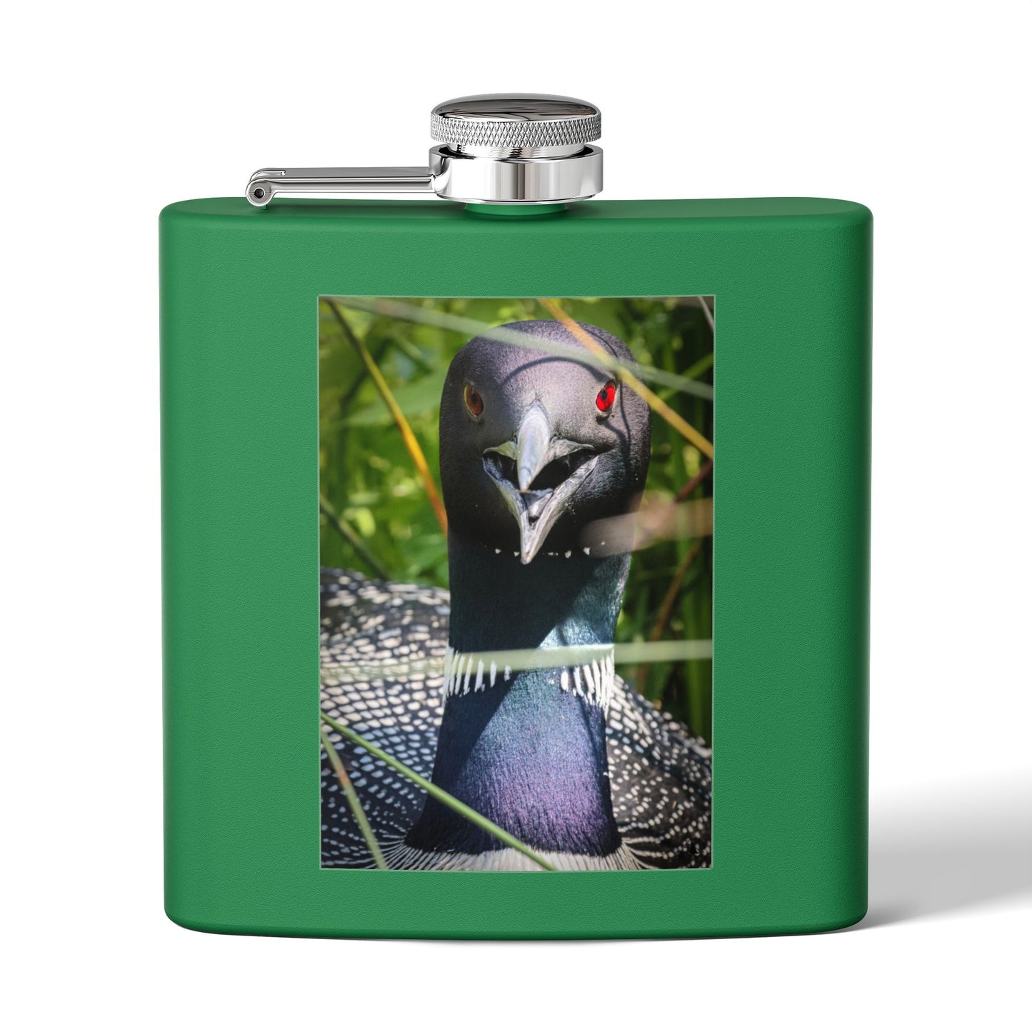 Loon Photo Stainless Steel Flask – 6oz Nature Wildlife Hip Flask