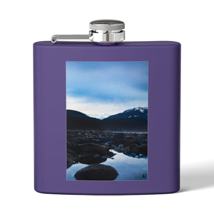 6oz Stainless Steel Flask — Mountain Lake Landscape Photo