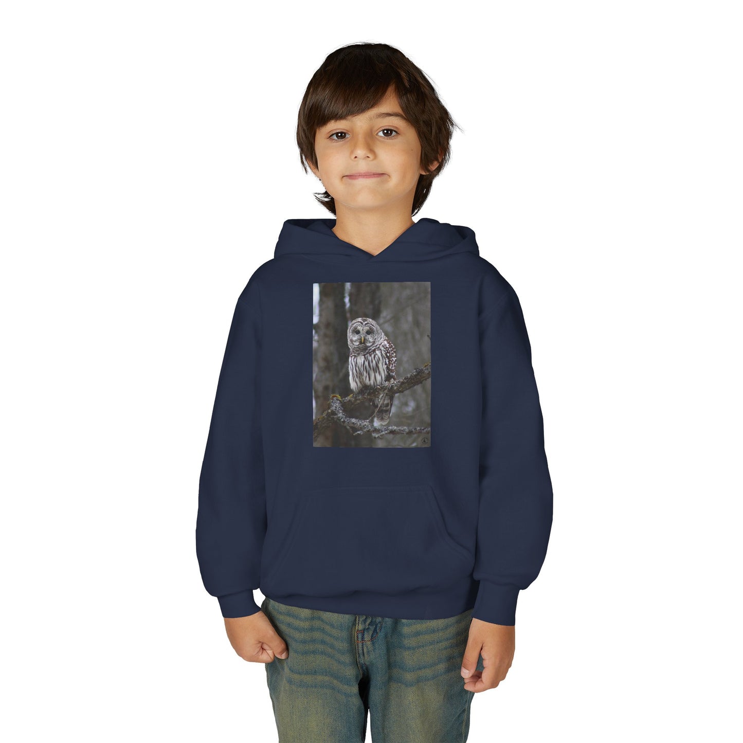 Owl Portrait Youth Hoodie — Realistic Forest Owl Graphic