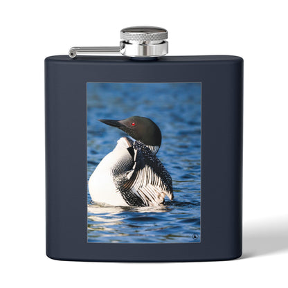 Loon Photo Stainless Steel Flask — 6oz Wildlife Waterfowl Hip Flask