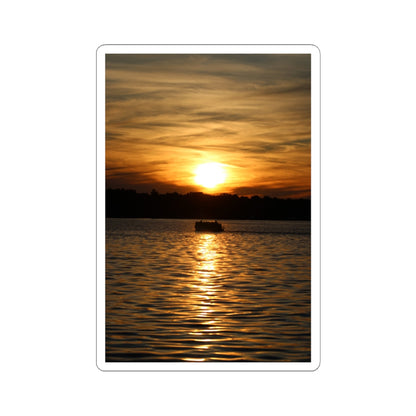 Sunset Over Lake Kiss-Cut Sticker — Golden Sunset Reflection Sticker