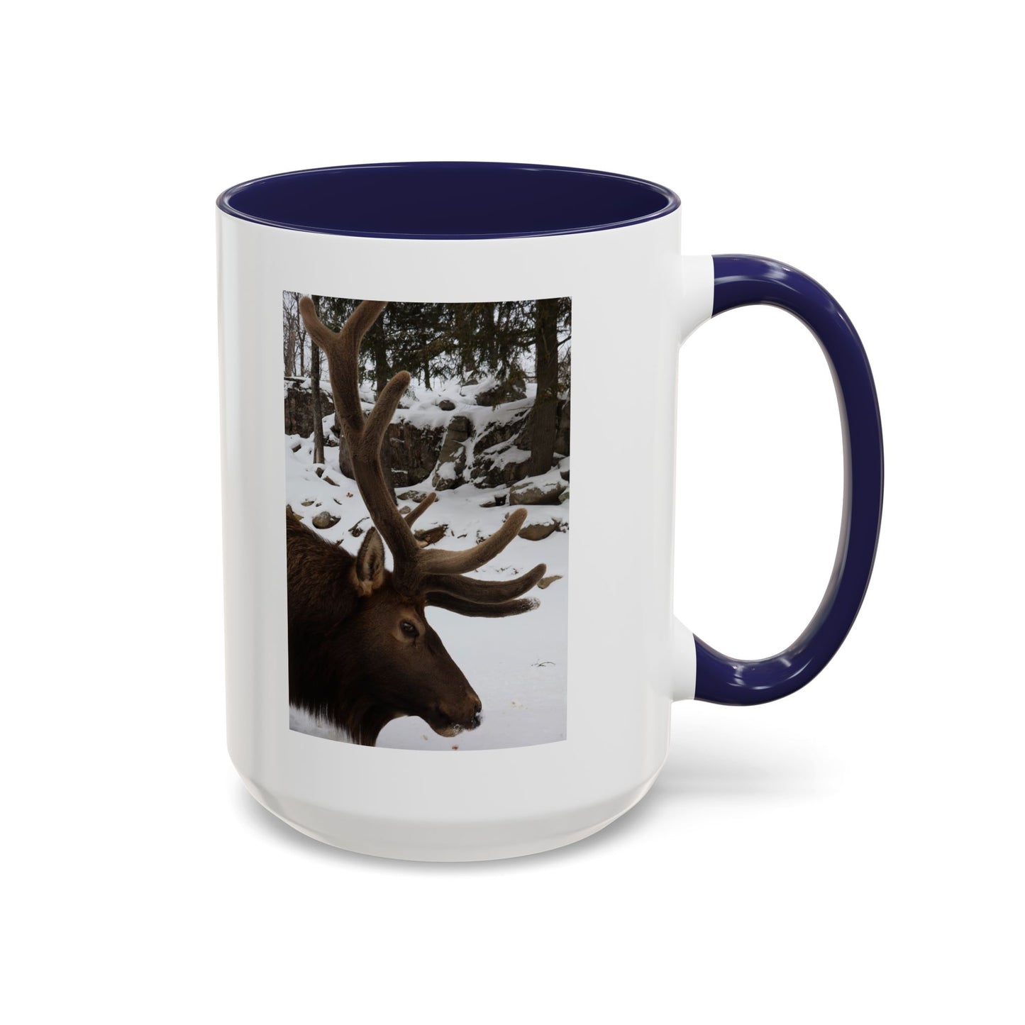 Elk in Snow Accent Coffee Mug — Nature Wildlife Photo Mug (11/15oz)