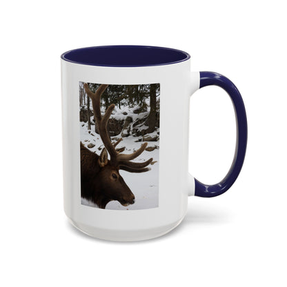 Elk in Snow Accent Coffee Mug — Nature Wildlife Photo Mug (11/15oz)