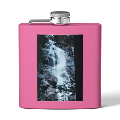 Waterfall Photo Stainless Steel Flask — 6oz Pocket Hip Flask for Outdoors & Travel