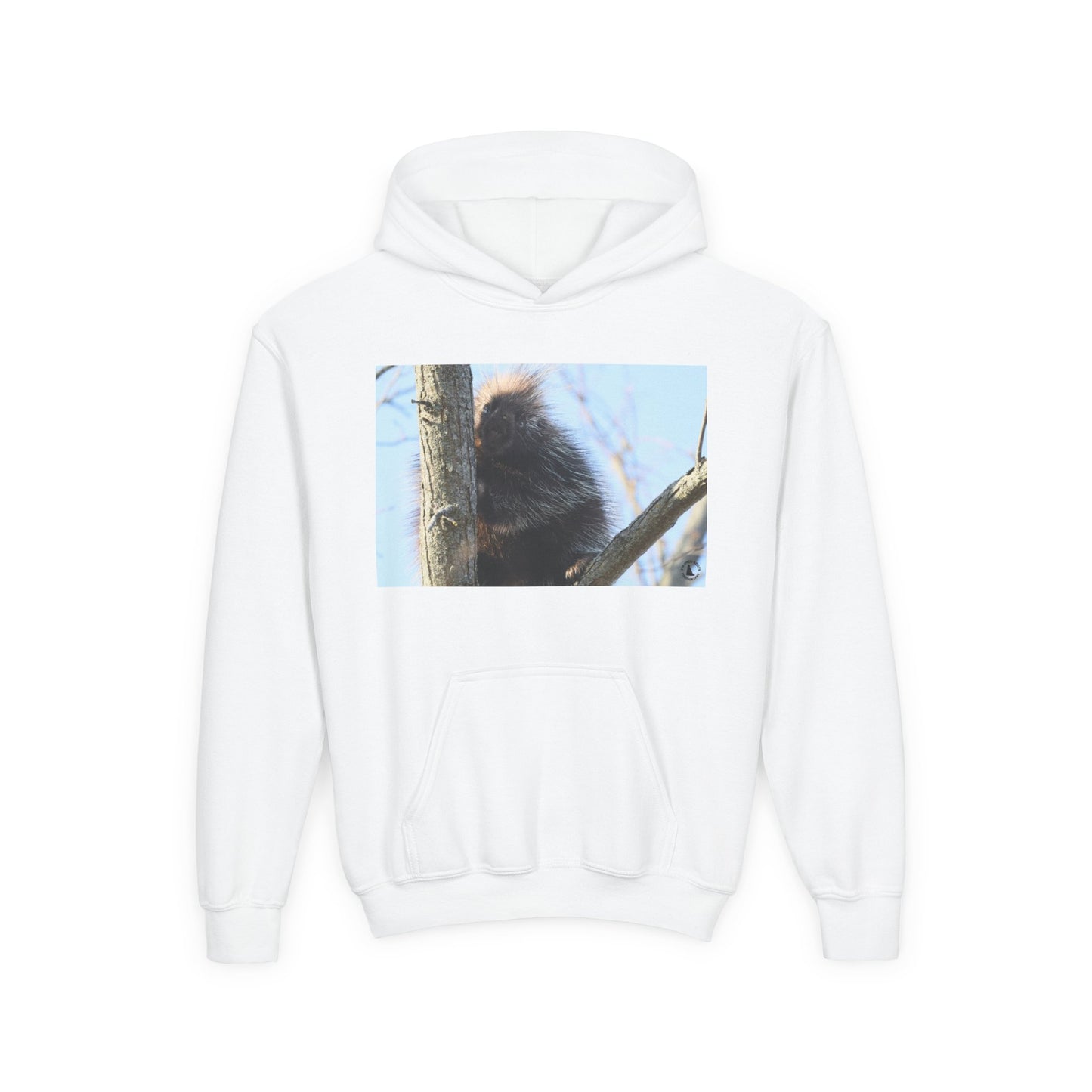 Youth Hoodie with Tree-Climbing Porcupine Photo – Cute Wildlife Kids Sweatshirt