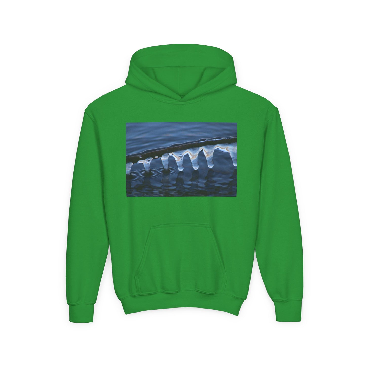 Ocean Wave Ice Photo Hoodie — Youth Nautical Winter Sweatshirt