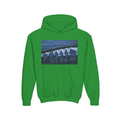 Ocean Wave Ice Photo Hoodie — Youth Nautical Winter Sweatshirt
