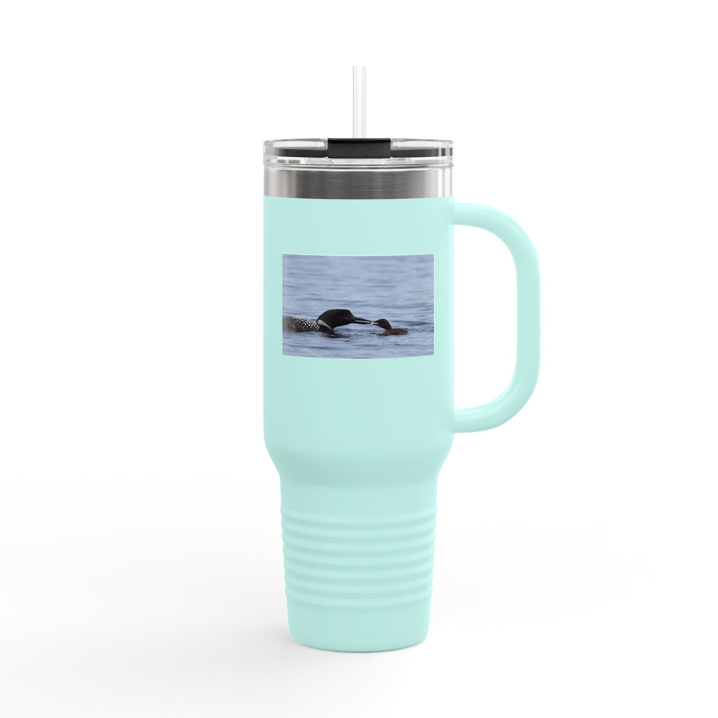 40oz Insulated Travel Mug with Sea Otter Photo – Large Stainless Tumbler for Commuting & Outdoor Adventures