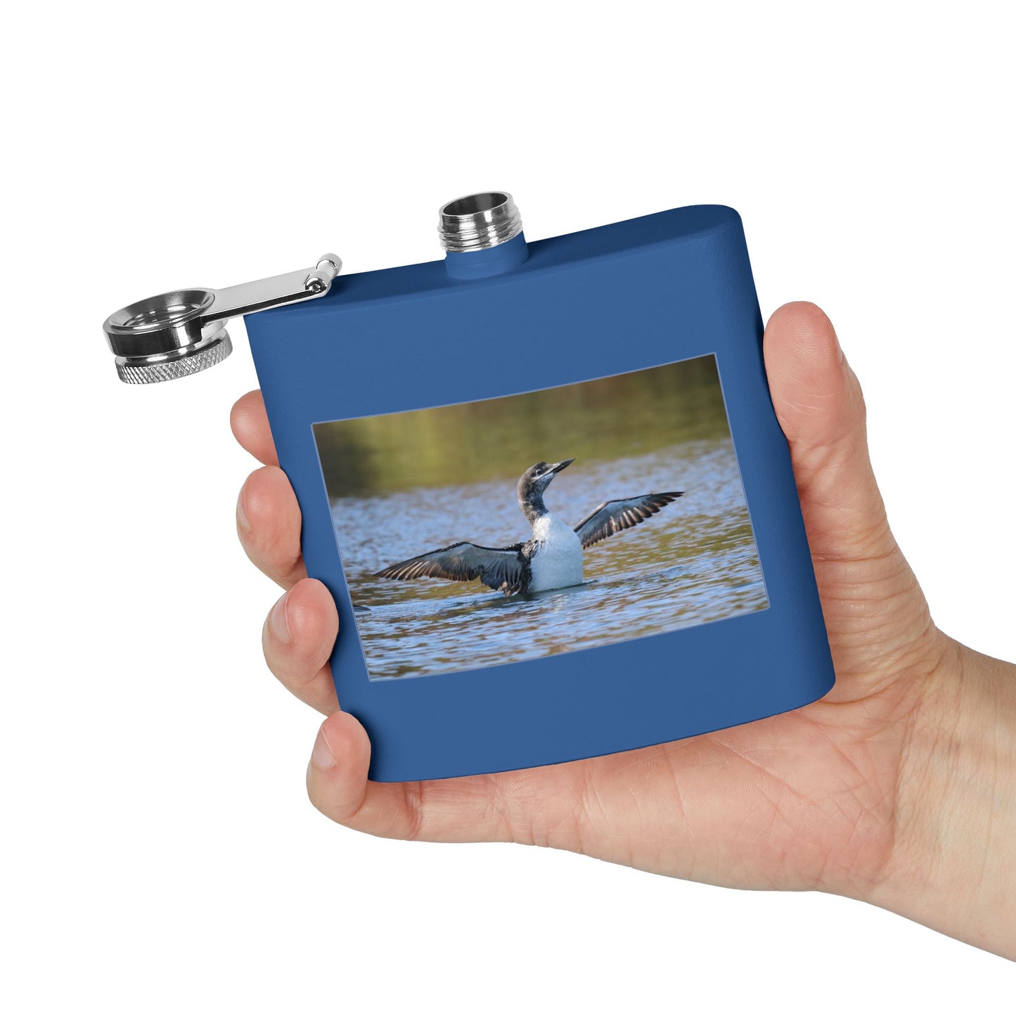 6oz Stainless Steel Flask with Diving Loon Photo – Wildlife Outdoors Gift