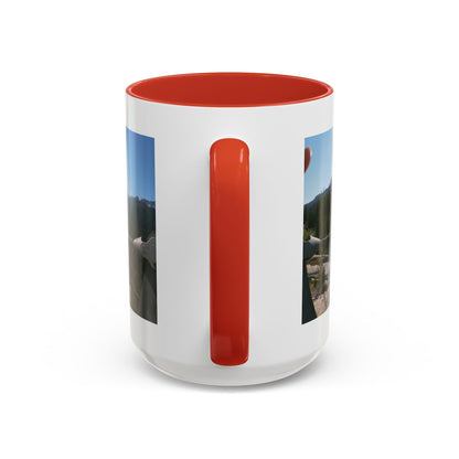 Bridge Trail Scenic Coffee Mug — Mountain Suspension Bridge Photo Accent Mug