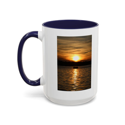 Sunset Lake Photo Accent Coffee Mug — Golden Sunset Reflection (11/15oz)
